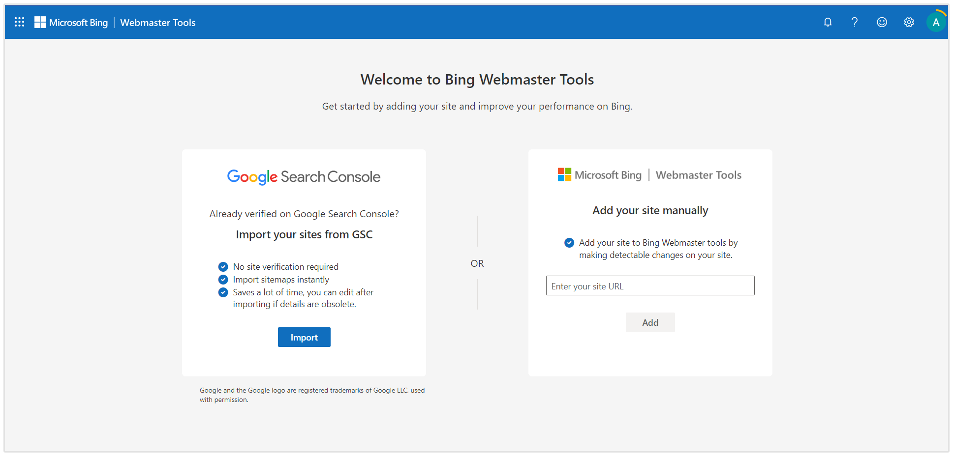 Configuration de la propriété Bing Webmaster